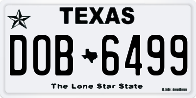 TX license plate DOB6499
