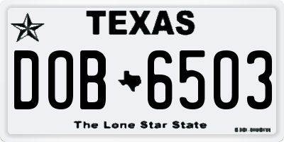 TX license plate DOB6503