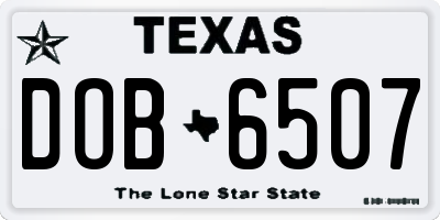 TX license plate DOB6507