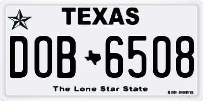 TX license plate DOB6508