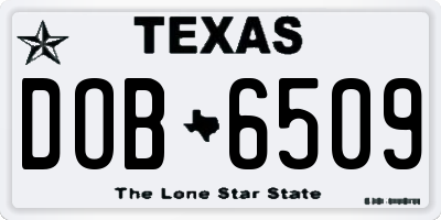 TX license plate DOB6509
