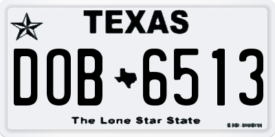 TX license plate DOB6513