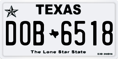 TX license plate DOB6518