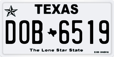 TX license plate DOB6519