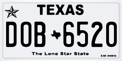 TX license plate DOB6520