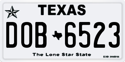 TX license plate DOB6523