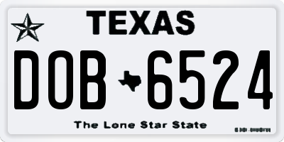 TX license plate DOB6524