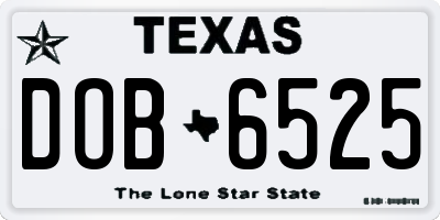 TX license plate DOB6525