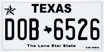TX license plate DOB6526