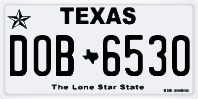 TX license plate DOB6530