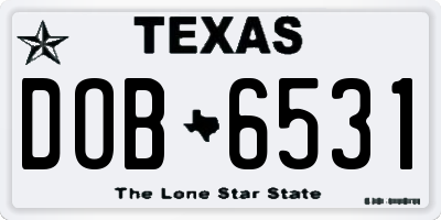TX license plate DOB6531