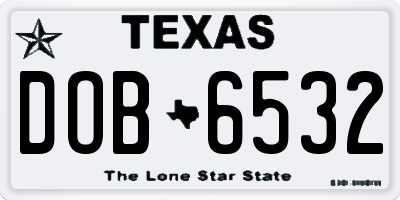TX license plate DOB6532
