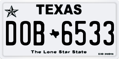 TX license plate DOB6533