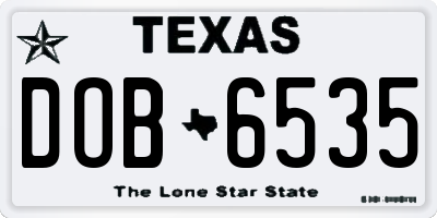 TX license plate DOB6535