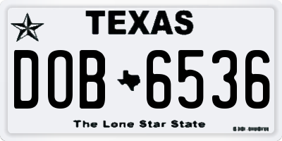 TX license plate DOB6536