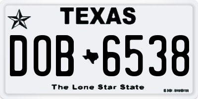 TX license plate DOB6538