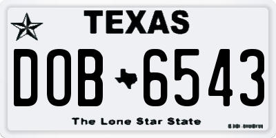 TX license plate DOB6543