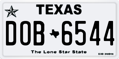 TX license plate DOB6544