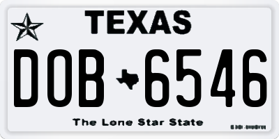 TX license plate DOB6546