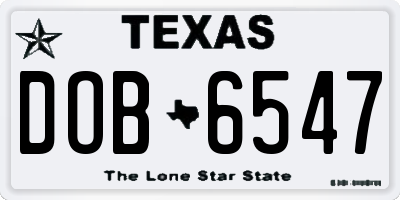 TX license plate DOB6547