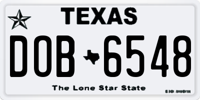 TX license plate DOB6548