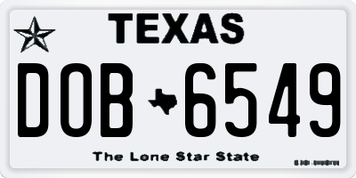 TX license plate DOB6549