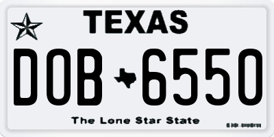 TX license plate DOB6550