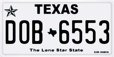 TX license plate DOB6553