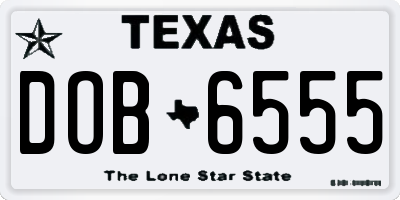 TX license plate DOB6555