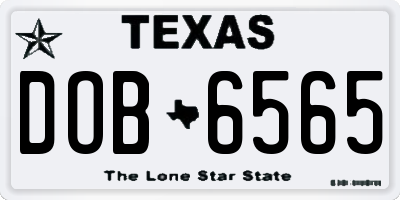 TX license plate DOB6565