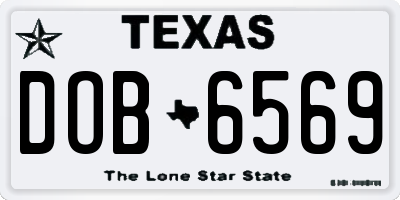TX license plate DOB6569