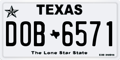 TX license plate DOB6571