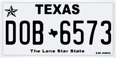 TX license plate DOB6573