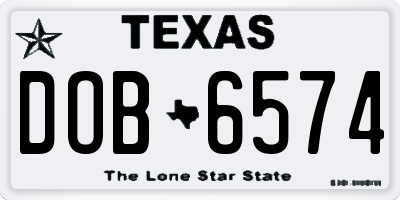 TX license plate DOB6574