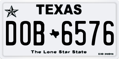 TX license plate DOB6576