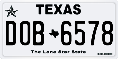 TX license plate DOB6578