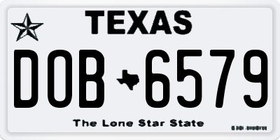 TX license plate DOB6579
