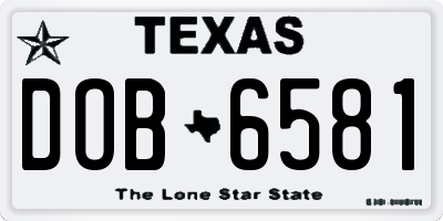 TX license plate DOB6581