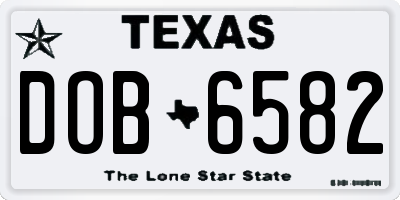 TX license plate DOB6582