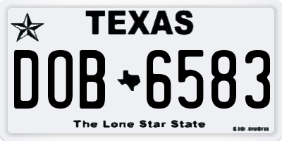 TX license plate DOB6583