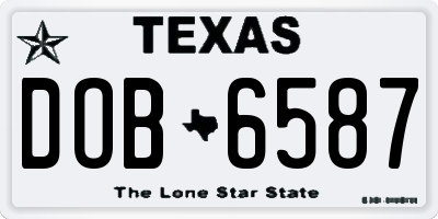 TX license plate DOB6587