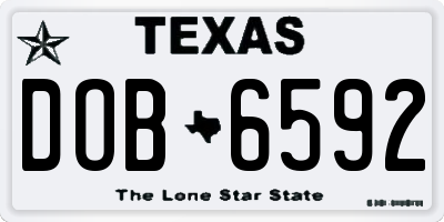TX license plate DOB6592