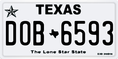 TX license plate DOB6593