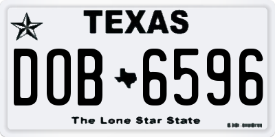 TX license plate DOB6596