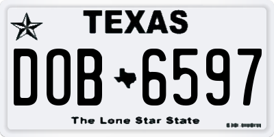 TX license plate DOB6597