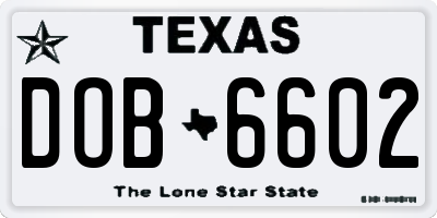 TX license plate DOB6602