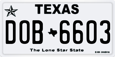 TX license plate DOB6603