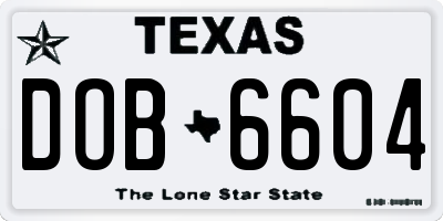 TX license plate DOB6604