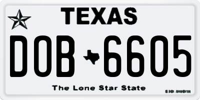 TX license plate DOB6605
