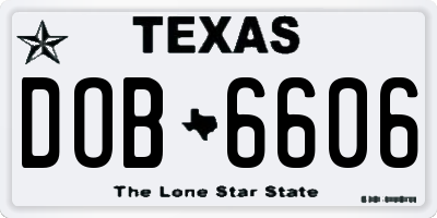 TX license plate DOB6606